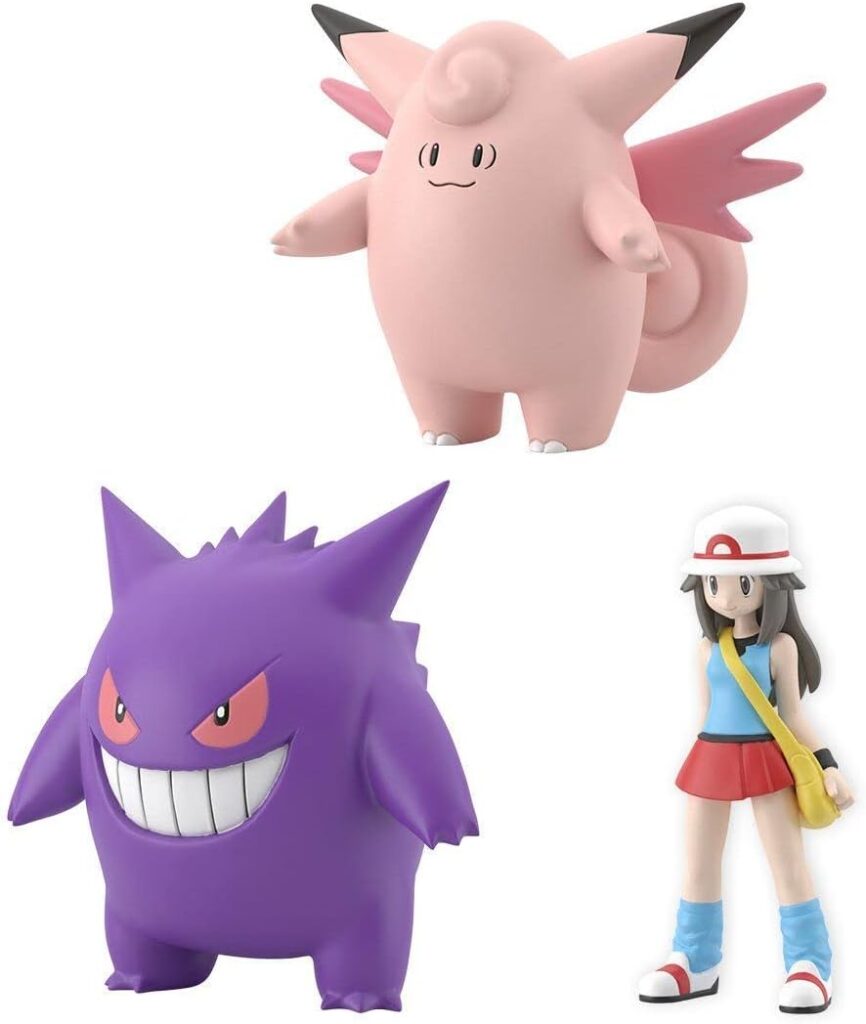 Bandai Shokugan Pokemon Scale World Kanto Region Leaf, Clefable Gengar Set