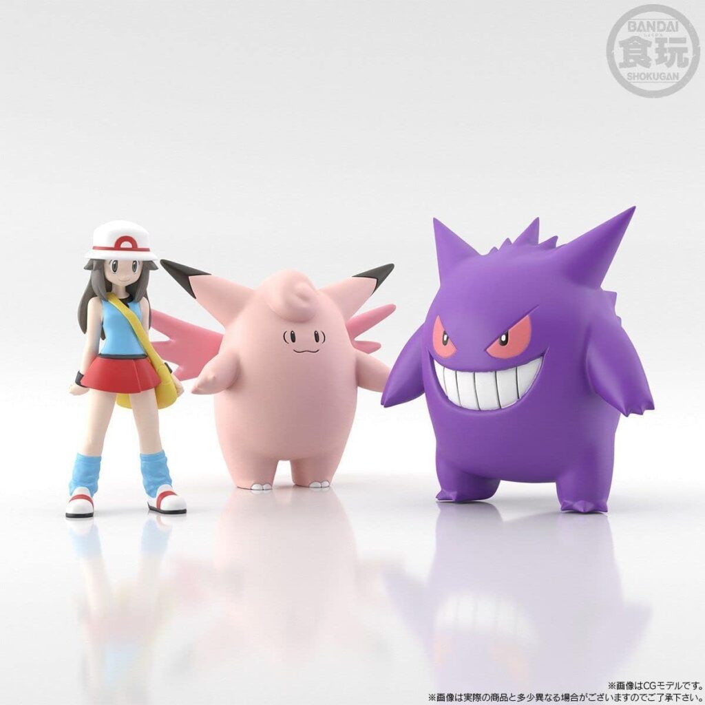 Bandai Shokugan Pokemon Scale World Kanto Region Leaf, Clefable Gengar Set