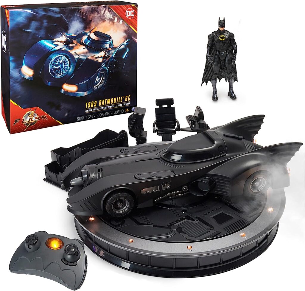 DC Comics, Official 1989 Batmobile RC, Exclusive Batman Figure, Limited Edition Collectors Item, Smoke Effects, Batcave Chargeable Base, Ages 14+