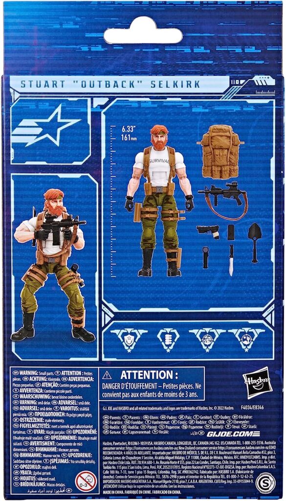 G.I. Joe Classified Series Stuart Outback Selkirk Action Figure 63 Collectible Premium Toy with Accessories 6-Inch-Scale Custom Package Art