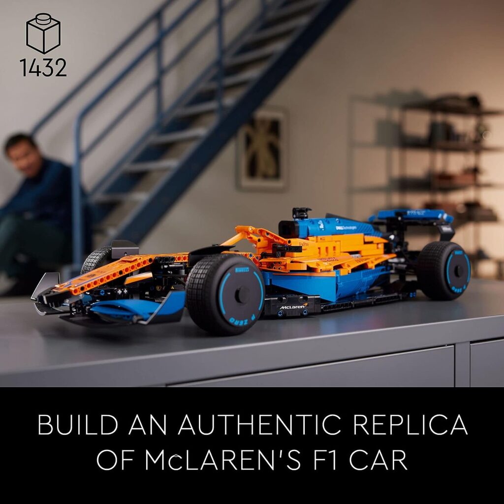 LEGO 42141 Technic McLaren Formula 1 2022 Replica Race Car Model Building Kit, F1 Motor Sport Set Birthday Gift Idea for Adults, Men, Women, Him, Her, Husband, Collectible Home Decor