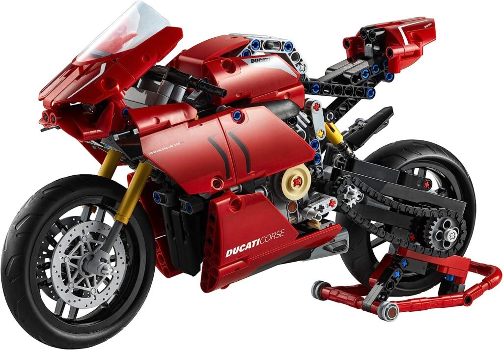 LEGO Technic Ducati Panigale V4 R Motorcycle 42107 Building Set - Collectible Superbike Display Model Kit with Gearbox and Working Suspension, Fun for Adults, and Motorcycle Enthusiasts