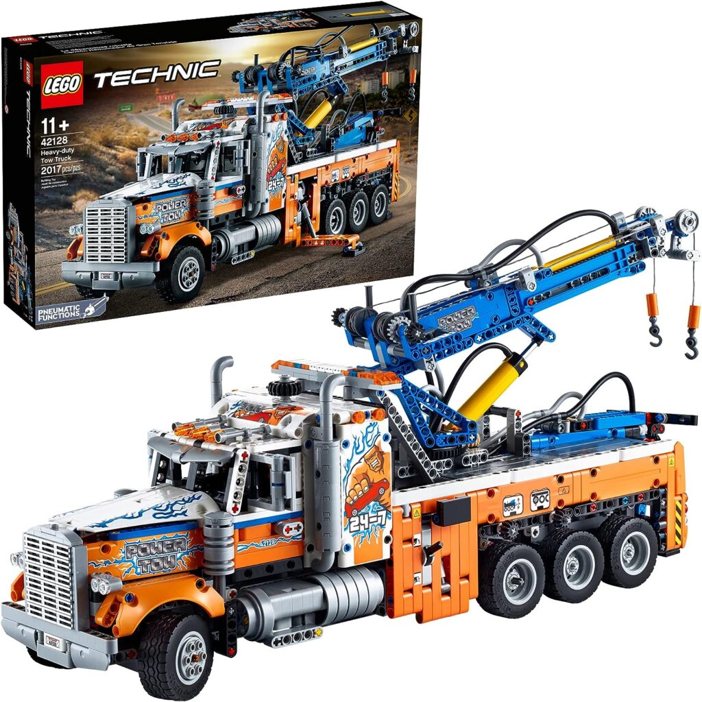 LEGO Technic Heavy-Duty Tow Truck 42128 with Crane Toy Model Building Set, Engineering for Kids Series