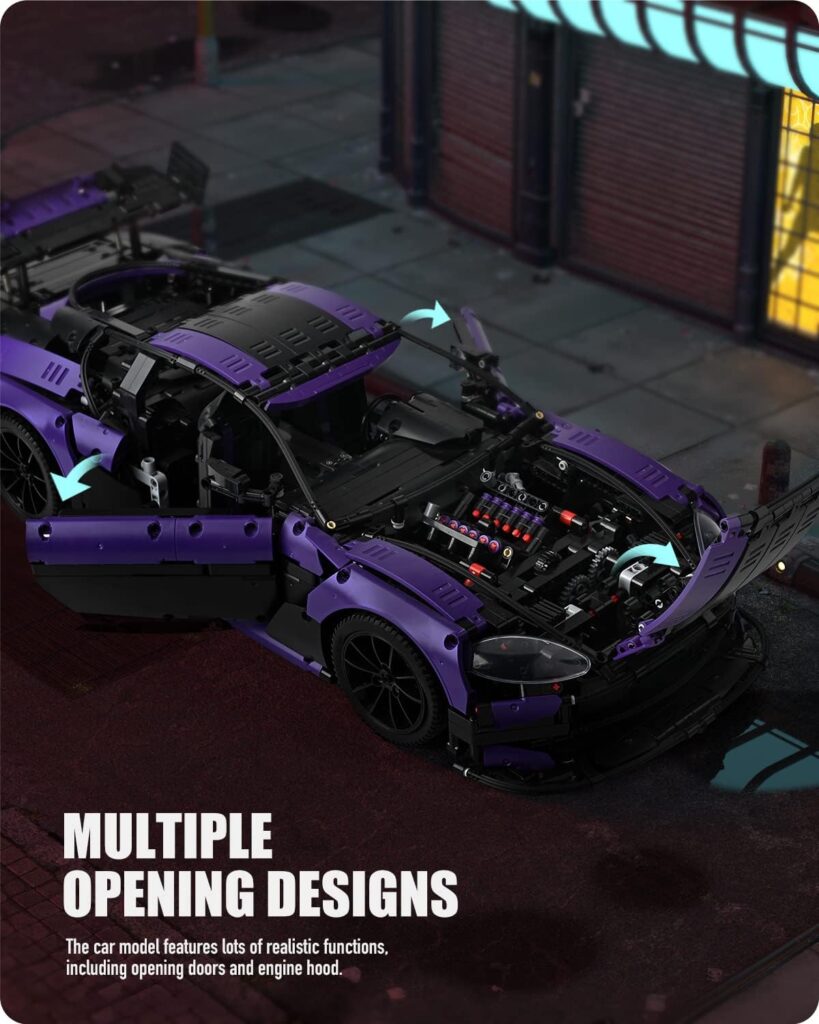 Nifeliz Super car GT4 MOC Building Blocks and Construction Toy, Adult Collectible Model Cars Set to Build, 1:8 Scale Sports Car Model (3850 Pcs)